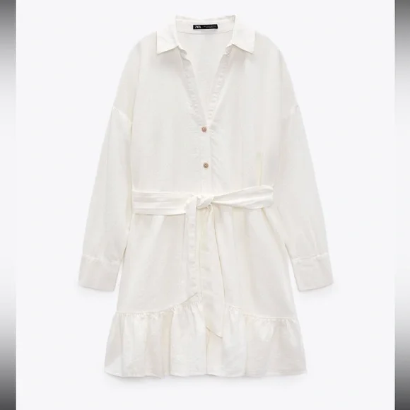 ZARA【NEW】LIMITED EDITION LINEN BLEND SHIRT DRESS LIMITED EDITION LINEN SHIRT DRESS - Blue / Gray | ZARA